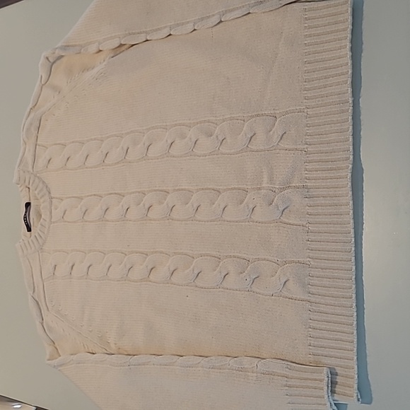 EUC Jaeger Ivory Wool/Cashmere Blend Cable Knit Sweater